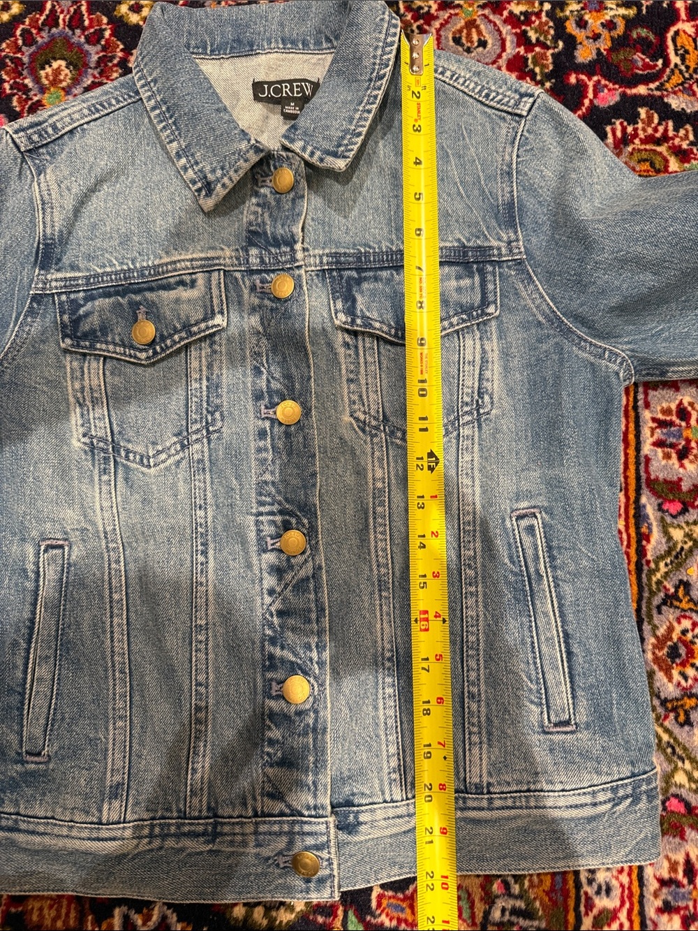 J. Crew Light Blue Denim Jacket - medium nwt brass gold buttons women’s - Picture 5 of 7